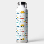 かわいいハイウェイ車のパターン ウォーターボトル (正面)