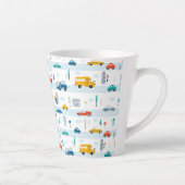 かわいいハイウェイ車のパターン カフェラテマグ (右)