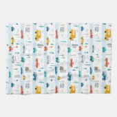 かわいいハイウェイ車のパターン キッチンタオル (横)