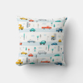 かわいいハイウェイ車のパターン クッション (正面)