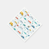 かわいいハイウェイ車のパターン スタンダードカクテルナプキン (角)