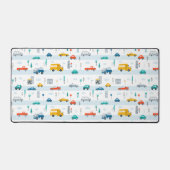 かわいいハイウェイ車のパターン デスクマット (正面)