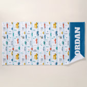 かわいいハイウェイ車のパターン ビーチタオル (正面)