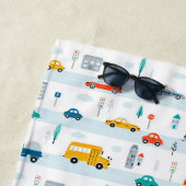 かわいいハイウェイ車のパターン ビーチタオル (インサイチュ)