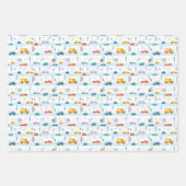 かわいいハイウェイ車のパターン ラッピングペーパーシート (正面2)