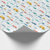かわいいハイウェイ車のパターン ラッピングペーパー (角)