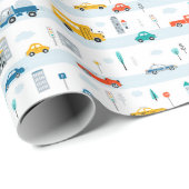 かわいいハイウェイ車のパターン ラッピングペーパー (ロールコーナー)