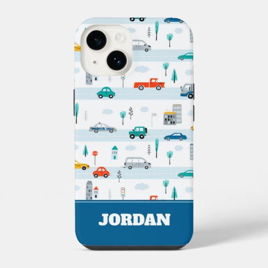かわいいハイウェイ車のパターン iPhoneケース (裏面)