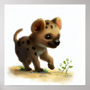 かわいいハイエナ絵を描の3D水彩画 ポスター