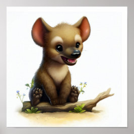 かわいいハイエナ絵を描の3D水彩画 ポスター