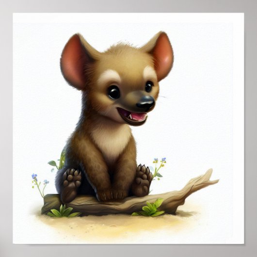 かわいいハイエナ絵を描の3D水彩画 ポスター (正面)