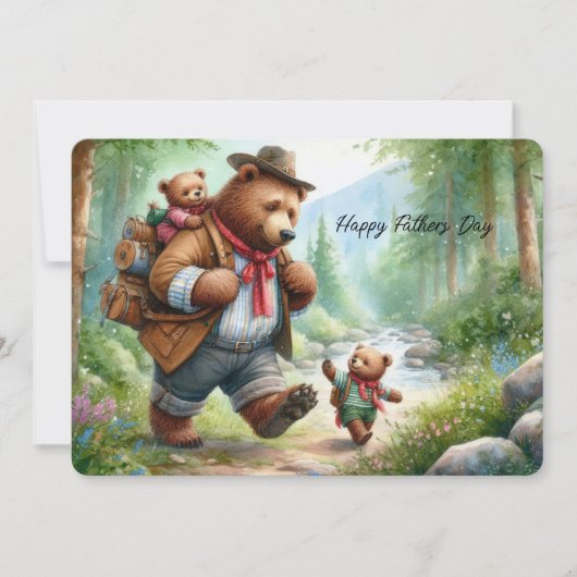 かわいいハイキングクマとカブスの父の日のカード シーズンカード (正面)