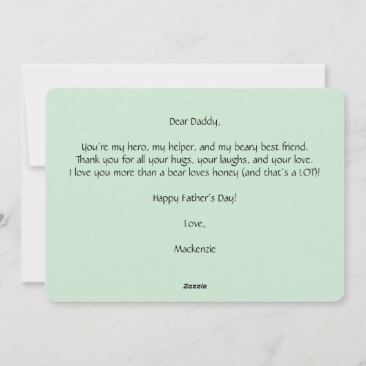 かわいいハイキングクマとカブスの父の日のカード シーズンカード (裏面)