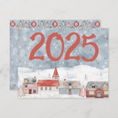 かわいいハイゲランドスケープ2025年新年ホリデーカード シーズンカード (正面/裏面)