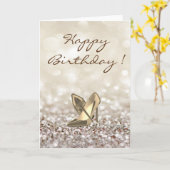 かわいいハイヒールの輝き、誕生日カード カード (黄色い花)