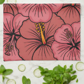 かわいいハイビスカス模様 キッチンタオル (折り畳み)