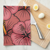 かわいいハイビスカス模様 キッチンタオル (四つ折り)
