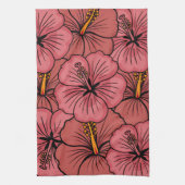 かわいいハイビスカス模様 キッチンタオル (縦)