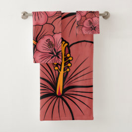 かわいいハイビスカス模様 バスタオルセット