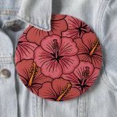 かわいいハイビスカス模様 缶バッジ (インサイチュ)
