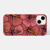かわいいハイビスカス模様 iPhoneケース (裏面横)