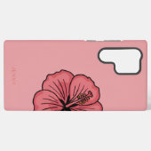 かわいいハイビスカス模様 SAMSUNG GALAXYケース (裏面横)