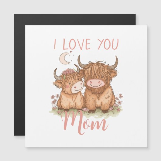 かわいいハイランドの牛と母よ母の日が大好き (正面/裏面)