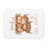 かわいいハイランドの牛と母よ母の日が大好き マグネット (横)