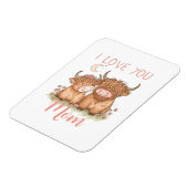 かわいいハイランドの牛と母よ母の日が大好き マグネット (左側)