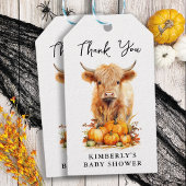 かわいいハイランドカウオータムカボチャ赤ちゃんシャワー ギフトタグ