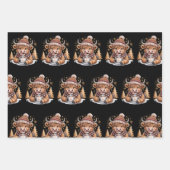 かわいいハイランドカウクリスマスツリーホットココアコージー ラッピングペーパーシート (正面)