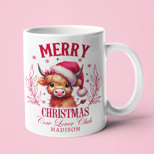 かわいいハイランドカウクリスマスパーソナライズされたの名前 コーヒーマグカップ