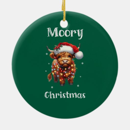 かわいいハイランドカウクリスマス セラミックオーナメント (裏面)