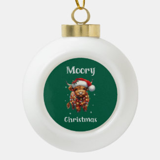 かわいいハイランドカウクリスマス セラミックボールオーナメント