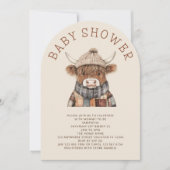 かわいいハイランドカウクリームベビーシャワーアーチ 招待状 (正面)