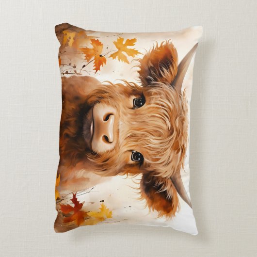 かわいいハイランドカウシリーズデザイン1 アクセントクッション (裏面(縦))