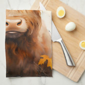 かわいいハイランドカウシリーズデザイン1 キッチンタオル (四つ折り)