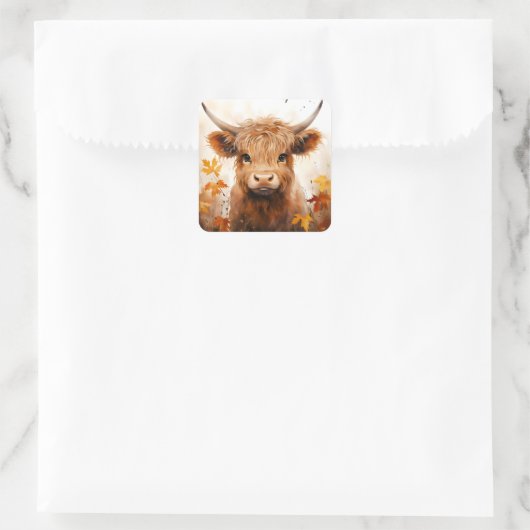 かわいいハイランドカウシリーズデザイン1 スクエアシール (バッグ)