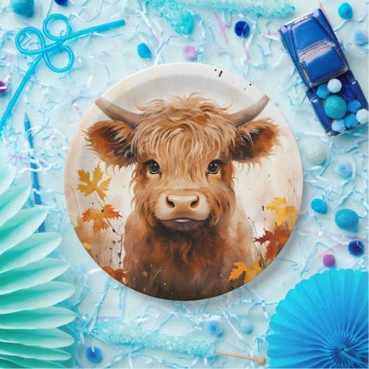 かわいいハイランドカウシリーズデザイン1 ペーパープレート (パーティー)