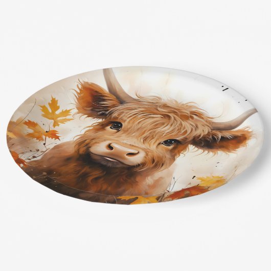 かわいいハイランドカウシリーズデザイン1 ペーパープレート (アングル)