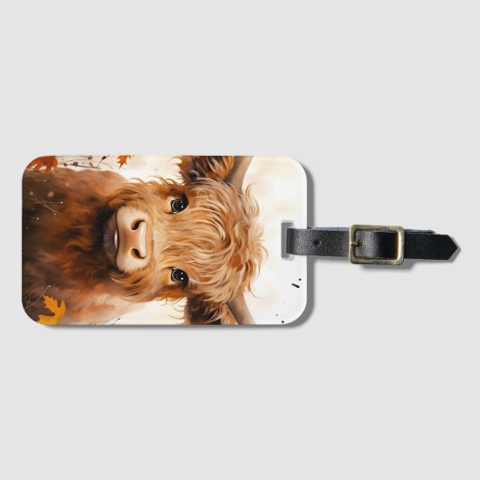 かわいいハイランドカウシリーズデザイン1 ラゲッジタグ (正面横)