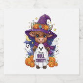 かわいいハイランドカウハロウィーン スパークリングワインラベル (シングルラベル)