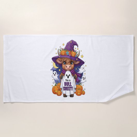 かわいいハイランドカウハロウィーン ビーチタオル (正面)