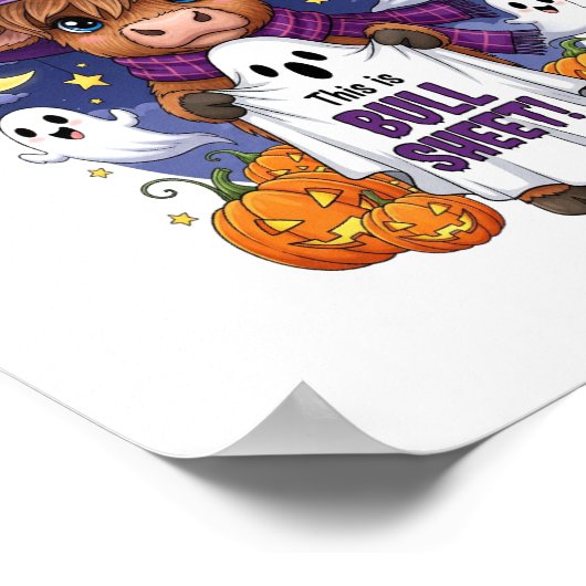 かわいいハイランドカウハロウィーン ポスター (角)