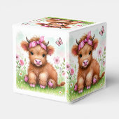 かわいいハイランドカウバタフライガールバースデーパーティー フェイバーボックス (裏面サイド)