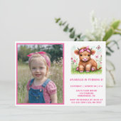 かわいいハイランドカウバタフライフォトバースデーパーティー 招待状 (スタンド正面)