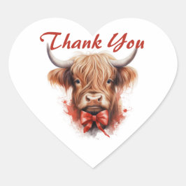 かわいいハイランドカウバレンタインパーソナライズされた ハートシール