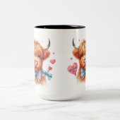 かわいいハイランドカウバレンタイン ツートーンマグカップ (中央)