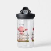 かわいいハイランドカウピンクフローラ名児童学校 ウォーターボトル (正面)