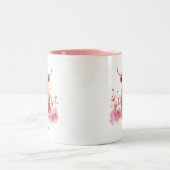 かわいいハイランドカウピンクフローラ水色 ツートーンマグカップ (中央)